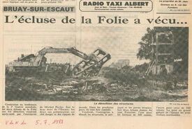 Illustration d'un article de presse d'époque parlant du vécu de l’Écluse de la Folie